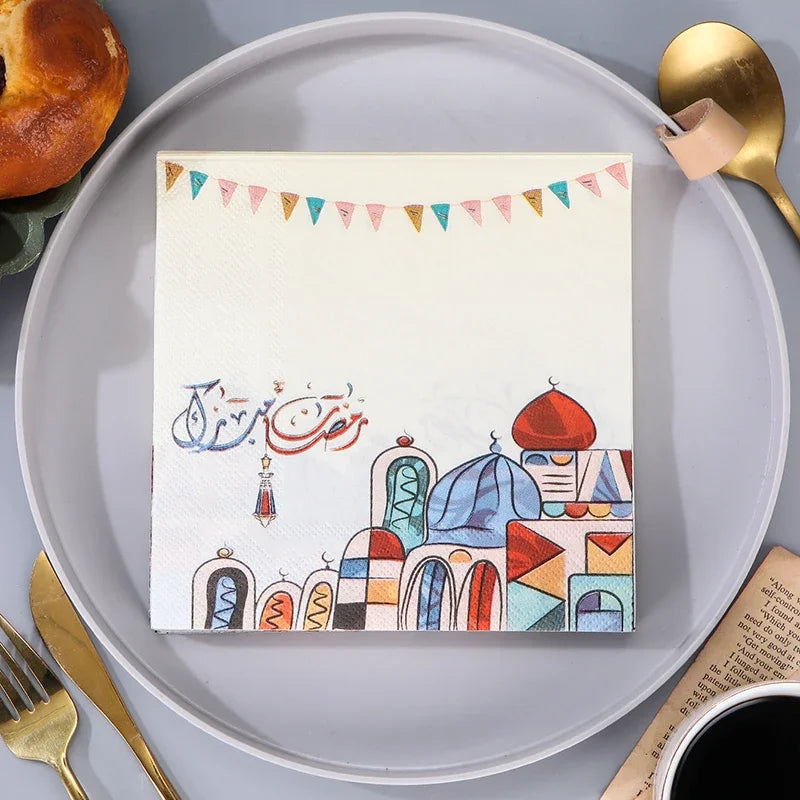 20pcs/Pack Ramadan Mubarak Paper Napkins